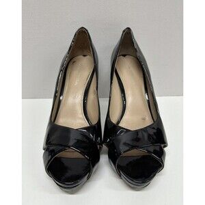 Via Spiga women Sz 8.5 black leather platform open toe heel